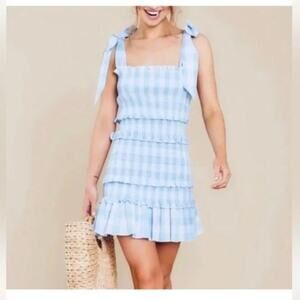 Anthropologies Blue Gingham Sleeveless Dress